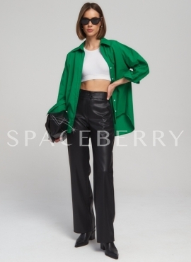 Женские кожаные брюки, штаны широкие